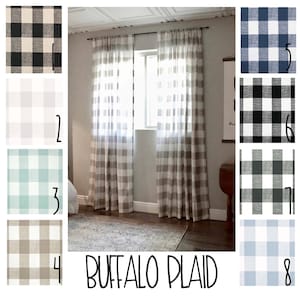 Farmhouse Curtains - Buffalo Plaid - FREE SHIPPING - 2 Curtain Panels - Nursery Curtains - Home Decor -  Farmhouse Decor - Gingham Curtains