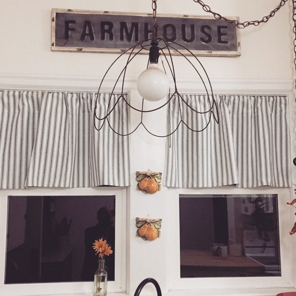 Ticking Valance - Farmhouse Curtain