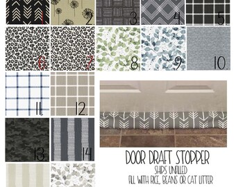 Door Draft Stopper - Custom Size - All Sizes - Breeze Blocker - Draft Stop - Window Drafts - Door Snake - Farmhouse - Camo - Plaid - Black