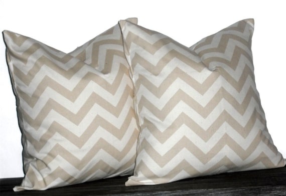 26 Euro Decorative Pillows Khaki And Natural Chevron Etsy