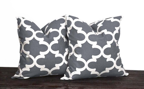 Gray And White Lattice Pillow Set Neutral Pillow Covers Etsy