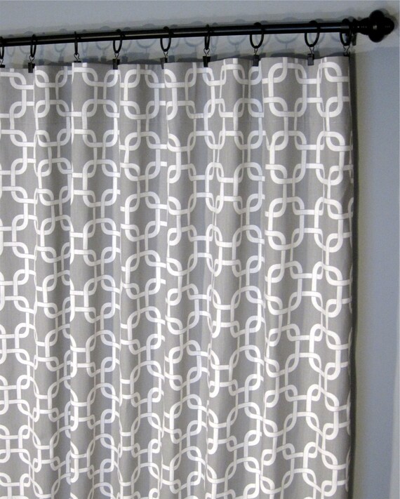 Grey Geometric Curtains Two Gotcha Curtain Panels Etsy