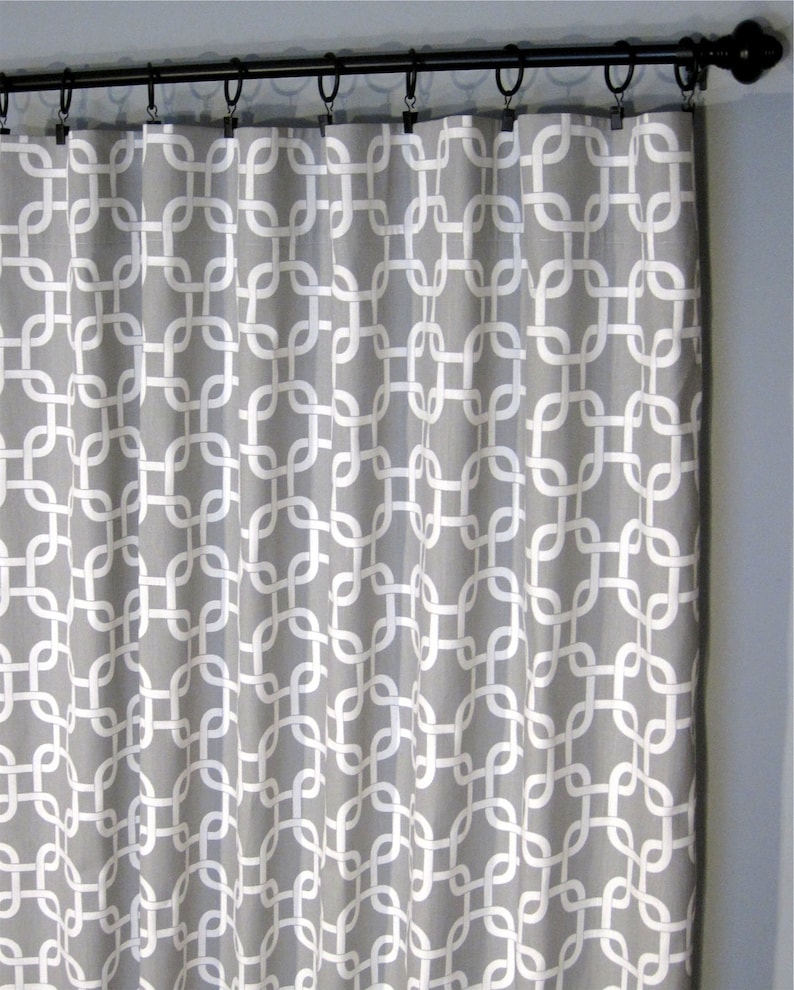 Two Gotcha Curtain Panels 50x84 84 Grey Geometric Curtains FREE SHIPPING