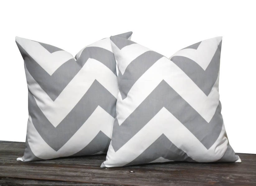20 Grey Chevron Zig Zag Pillow Set Set of 20 x 20 Inch Etsy