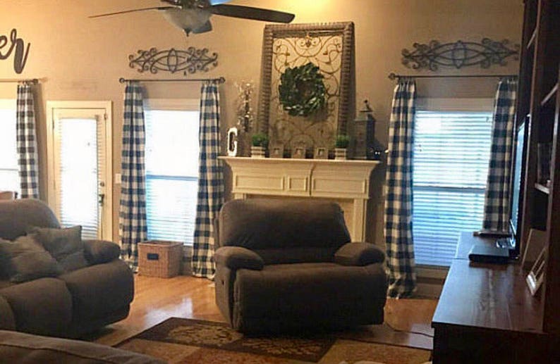 Plaid Curtains BLACKOUT LINED Buffalo Plaid FREE Ship - Etsy
