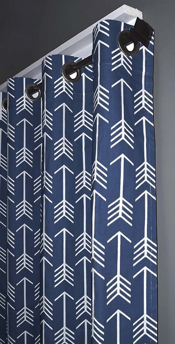 Navy Arrow Curtains Free Shipping Two Curtain Panels Any Etsy