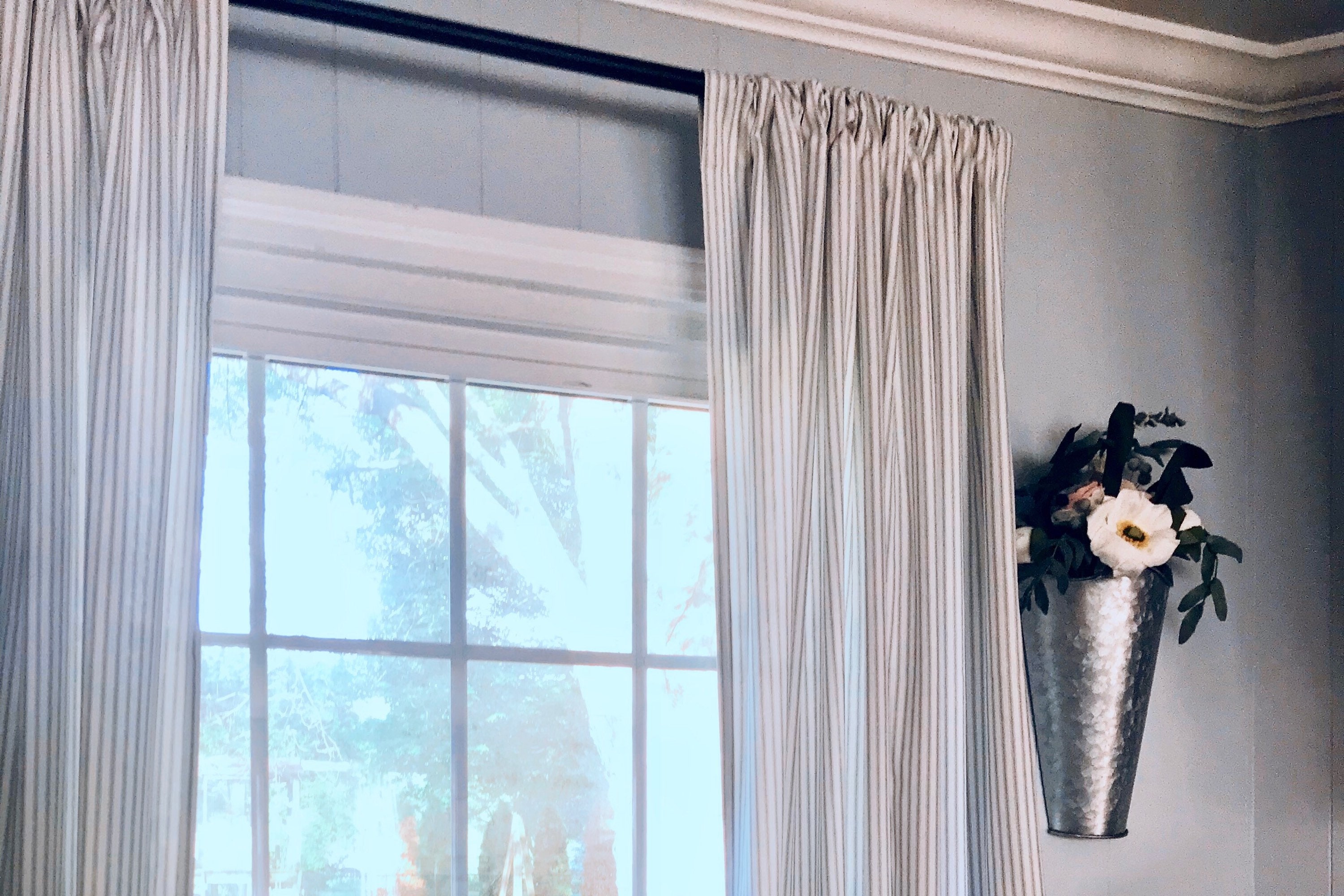 Gray Ticking Curtains Free Shipping Two Panels Nursery Etsy