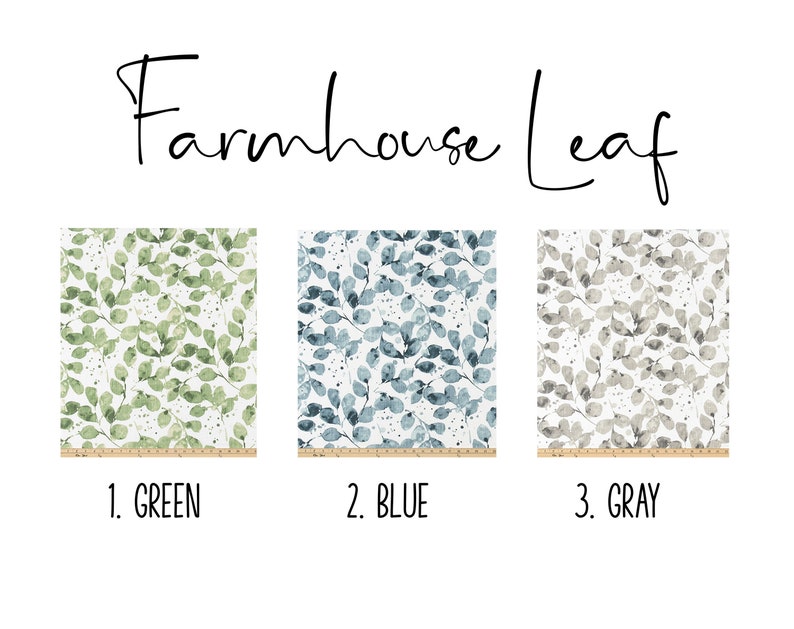 Kitchen Valance - Window Treatments - Leaf Print - Green, Blue or Gray - Neutral Valance - Bathroom Valance - Rod Pocket - USA MADE - Lined image 2