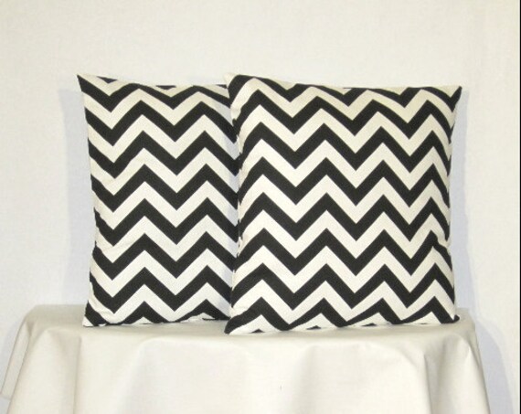 26 Inch Pillow Covers Black And White Chevron Zig Zag Etsy