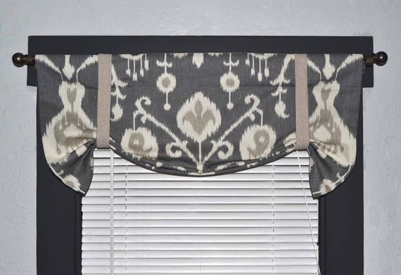Kitchen Valance Gray Valance Ikat Valance Roman Valance Etsy