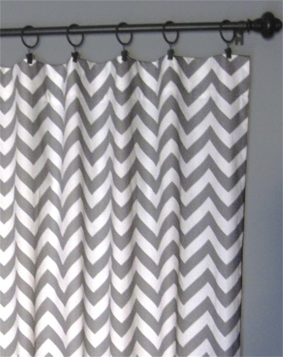 84 Grey Zig Zag Curtains Two Chevron Curtain Panels Etsy