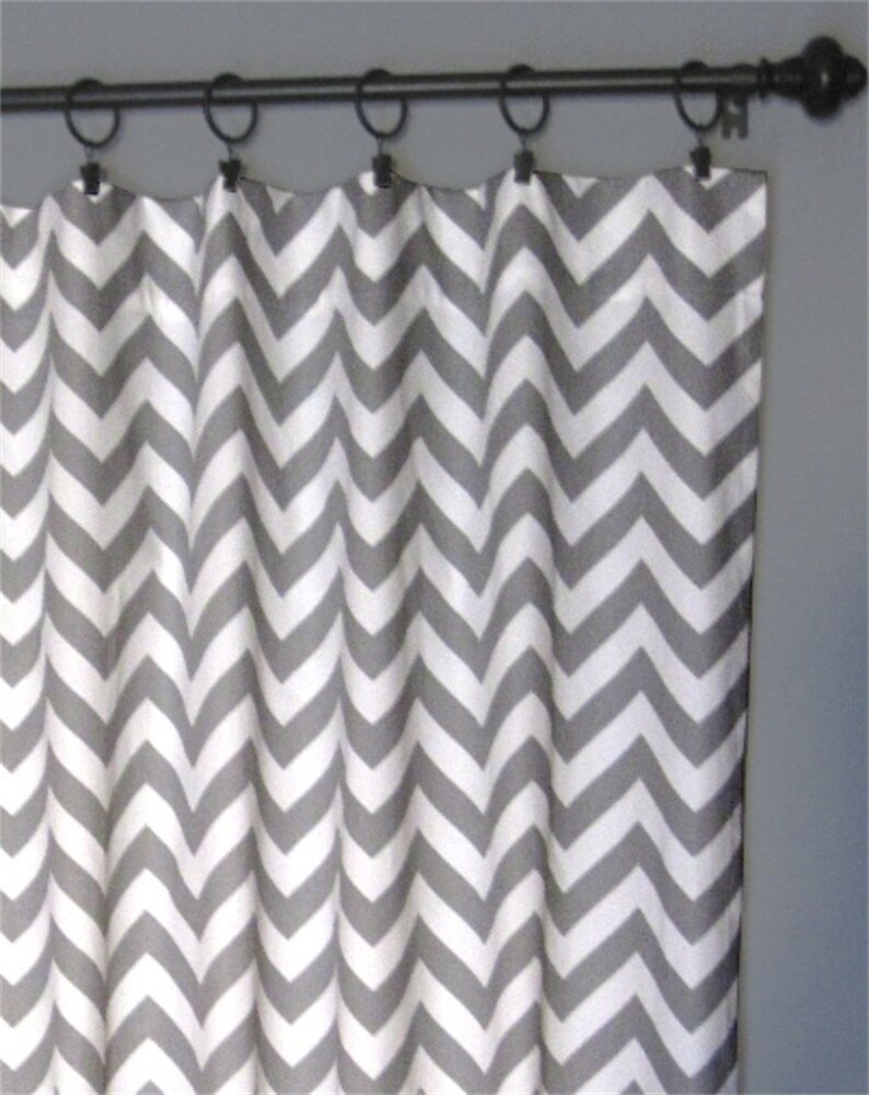 108 Grey Zig Zag Curtains Two Chevron Curtain Panels Etsy