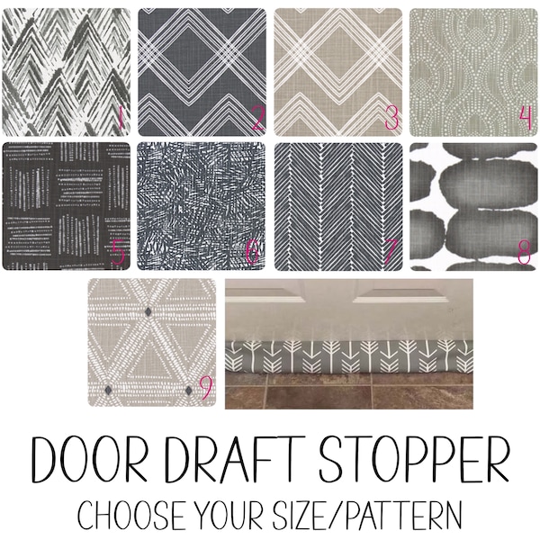 Door Draft Stopper - Custom Size - All Sizes - Breeze Blocker - Draft Stop - Window Drafts - Door Snake - Farmhouse - Tan - Neutral - Black