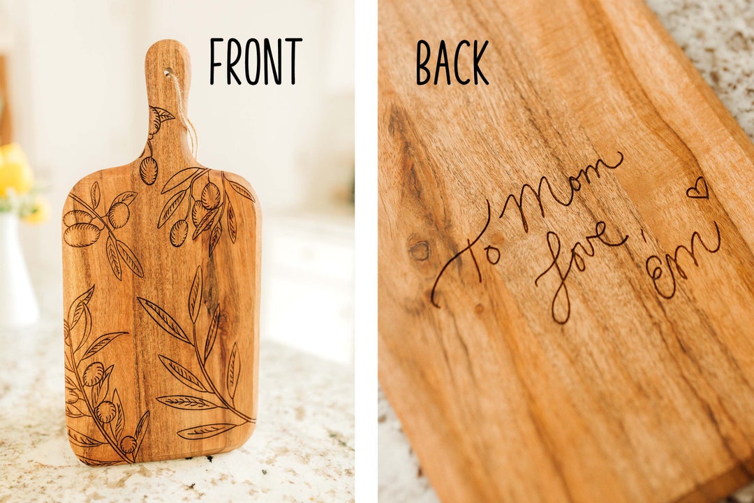 Handwritten Cutting Board Personalized Message Olive Leaf Charcuterie Board New House Gift