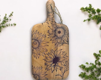 Sunflower Cutting Board - Floral Charcuterie Board - Decorative Cutting Board - Kitchen Decor - Boho Kitchen Decorations - Gift for Her