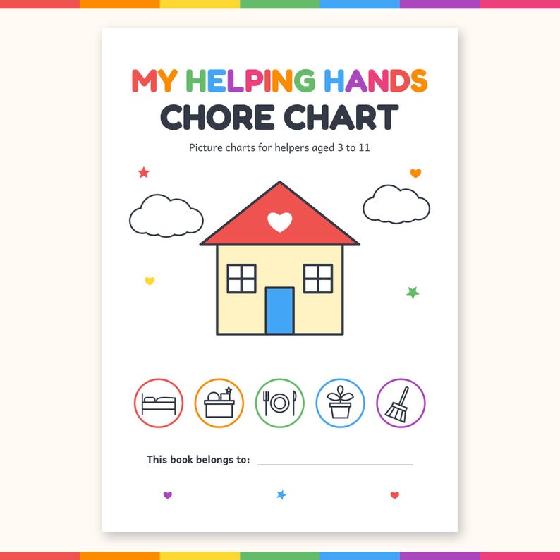 Chore Chart for Kids Printable, Picture Job List, Reward Tracker ...