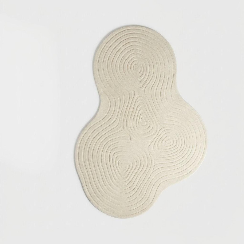 Organic Pastel Rug Texture Ivory Abstract Rug, Organic Shape Rug, Modern Area Rug, Hand Tufted ...