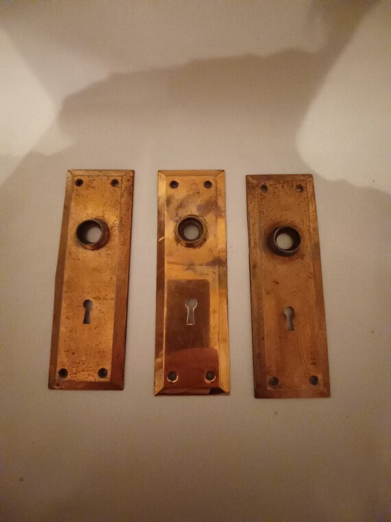 Vintage 3 Copper Door Plates Etsy