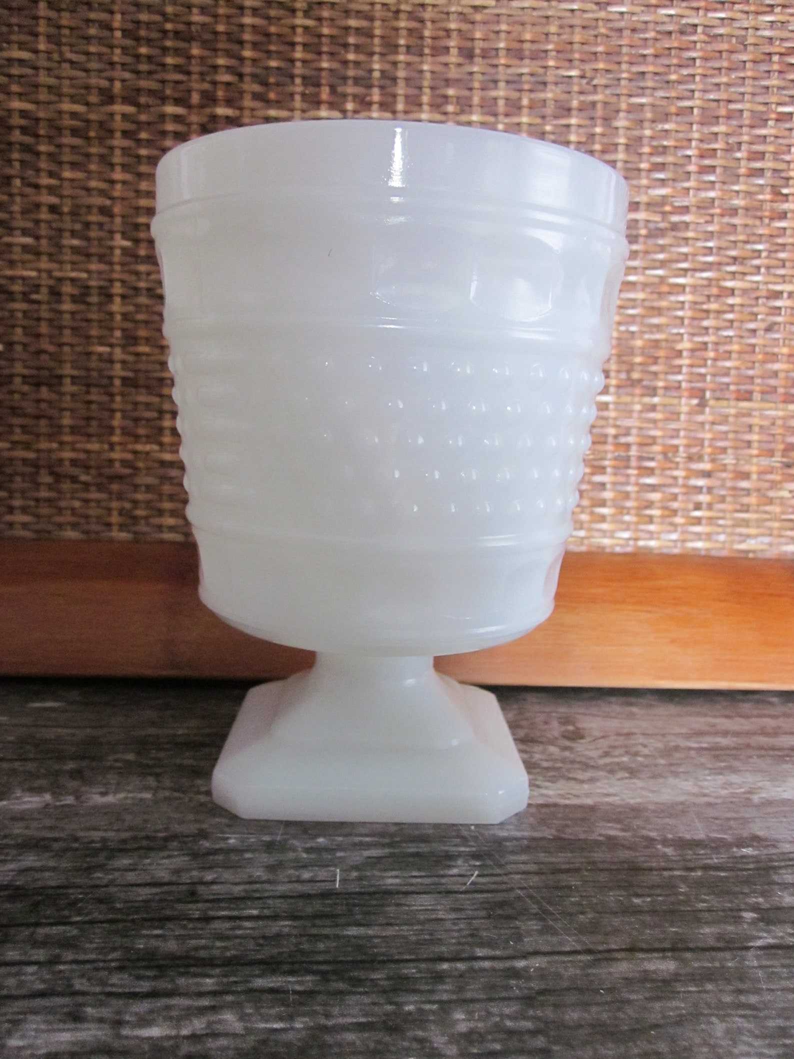 Vintage White Glass Vase on NAPCO Stand Studded Glass 0811 Etsy