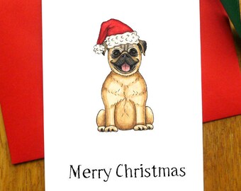 Pug Merry Christmas Card