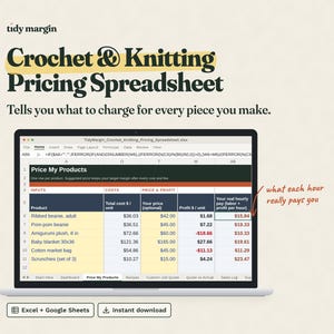 Crochet & Knitting Pricing Calculator | Excel and Google Sheets