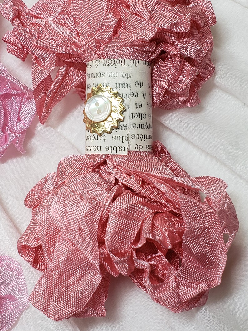 Crinkled Seam Binding Ribbons Pinks 2 Etsy