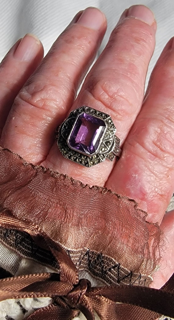 Beautiful Judith Jack Sterling Amethyst and Marca… - image 4