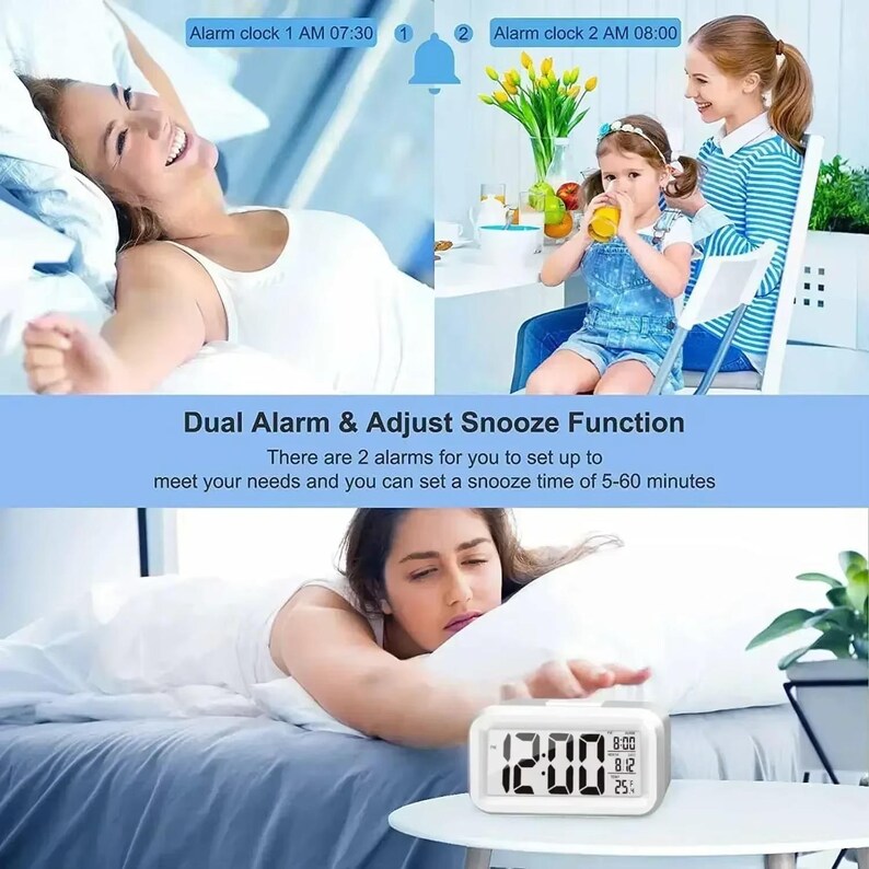 Mini Digital Alarm Clock With Countdown Timer, Temperature Date Display ...