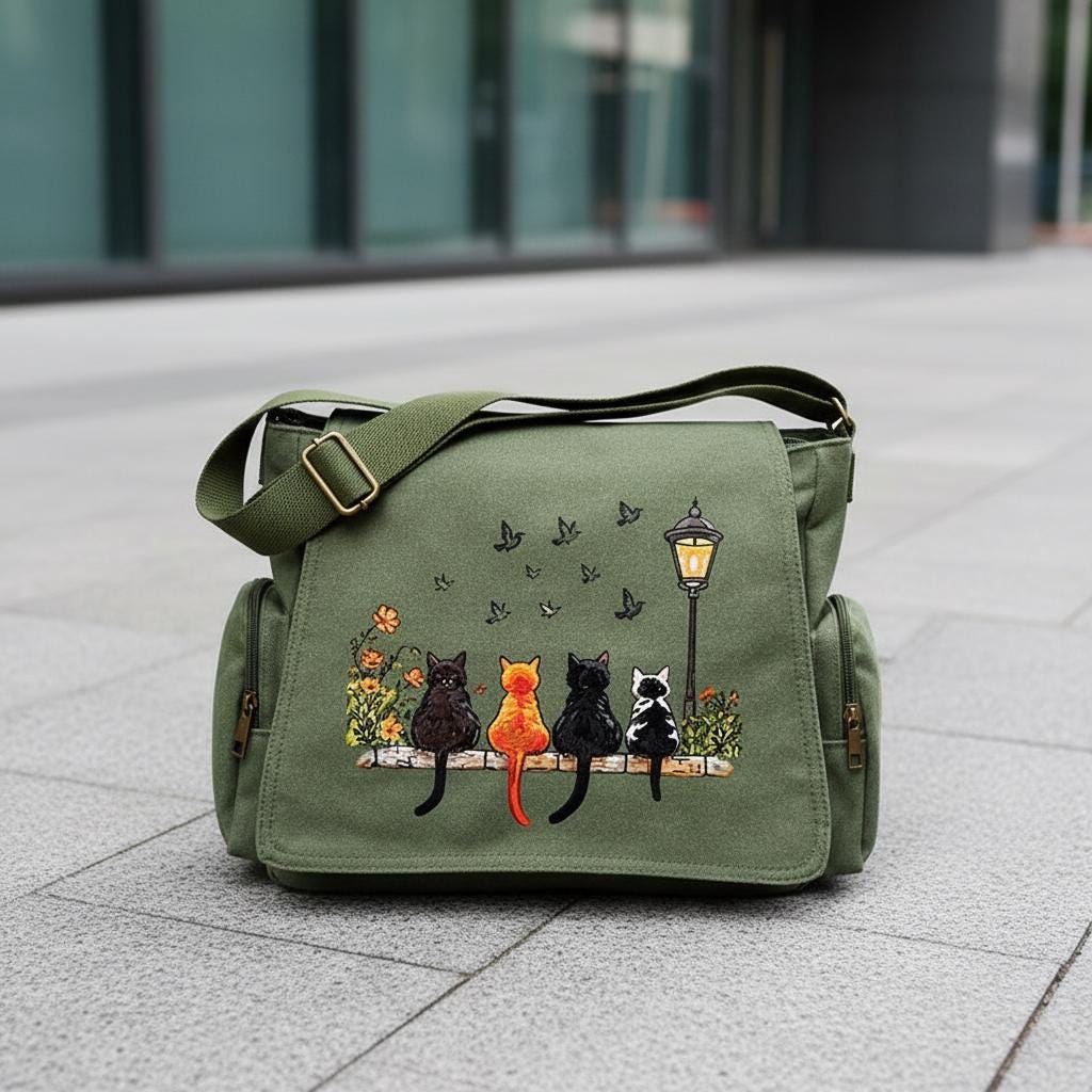 Olive Green Canvas Messenger Bag - Etsy