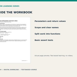 Python-modul 3: Funktioner och tester - 5 lektioner, PDF-arbetsbok och övningskod bild 3