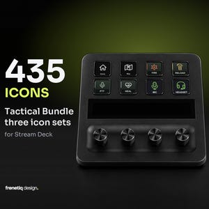Stream Deck Icon Pack – Tactical Bundle, 435 Gaming Icons in 3 Packs, Gray, Military & Duotone