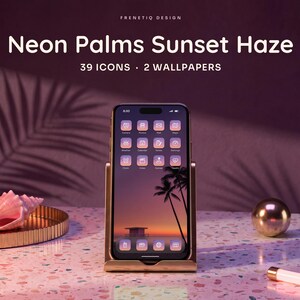 Miami App Icons - Neon Palms Sunset