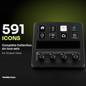 Stream Deck Icon Pack – Complete Collection, 591 Icons in 6 Packs, Silver, Tactical & Duotone