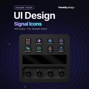Stream Deck Icon Pack – UI Design Signal, 144 Duotone Outline Icons, English, Italian & No Text