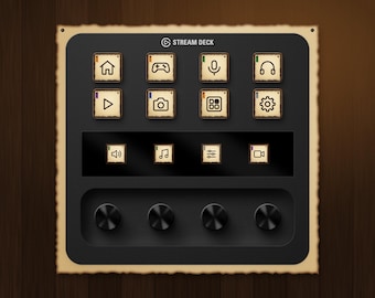 Stream Deck Icons Tavern Board, 72 Medieval Fantasy Parchment Keys for Plus, XL and Mini, RPG Look