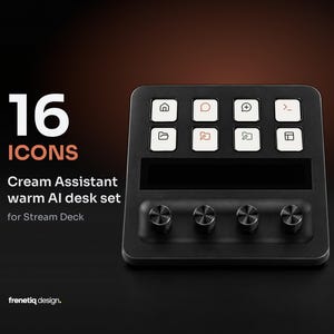 Stream Deck Icon Pack – Cream Assistant, 16 Warm Neutral Icons and Colored Folders