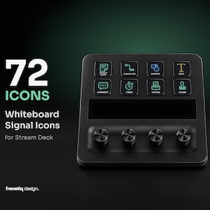 Stream Deckアイコンパック – ホワイトボードシグナル、ワークショップ用デュオトーンアイコン72個、英語、イタリア語、テキストなし
