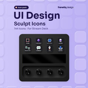 Stream Deck Icon Pack – UI Design Sculpt, 144 Soft 3D Icons, English, Italian & No Text