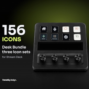 Stream Deck Icon Pack – Desk Bundle, 156 Icons in 3 Packs, Silver, Cream & Mint