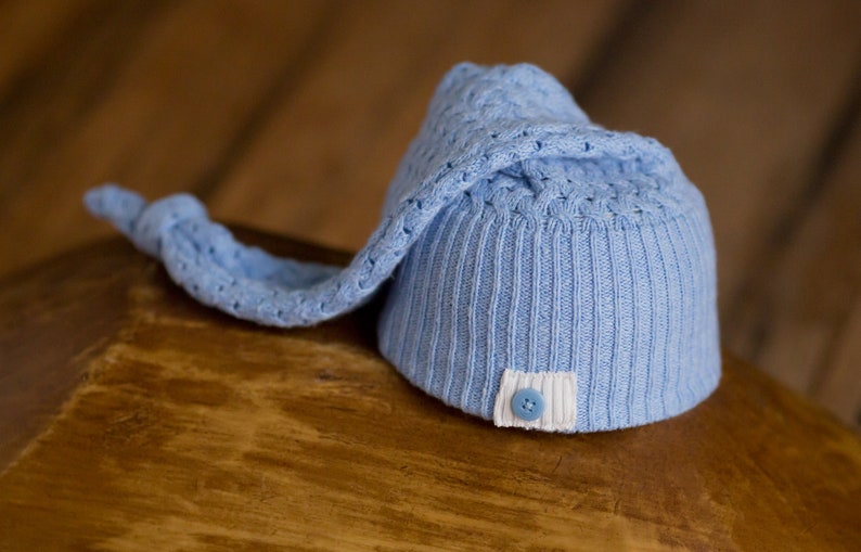 Blue Newborn Hat, Newborn Boy Hat, Baby Shower Gift, Newborn Sleepy Cap, Newborn Photography Prop, Blue Baby Hat, Newborn Hospital Hat, RTS image 2