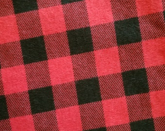 FREE SHIP 1 Yard Red Buffalo Plaid Checkered Flannel Fabric