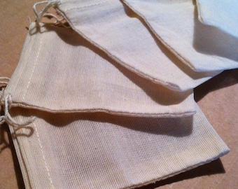 SET OF 20 100% Organic Cotton Muslin Drawstring Bags - All Natural and New