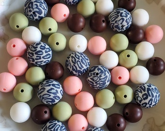 Snow Leopard Mixed Silicone Bead Set