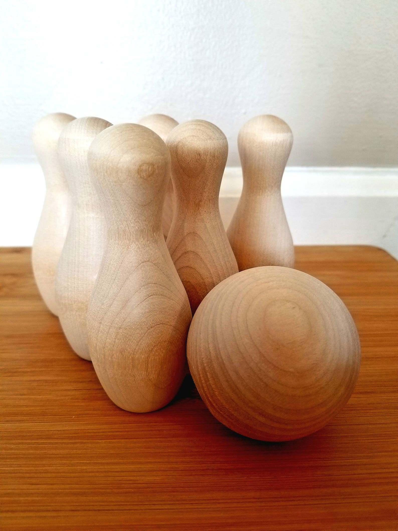 Maple Wooden Bowling Set Includes Ball and 6 Pins Organic Etsy