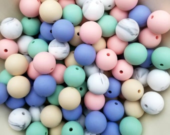 100 Piece Mixed 15mm Silicone Bead Set