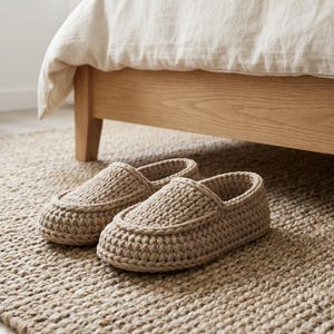 Crochet Slipper Pattern, Adult Moccasin House Slippers PDF, Oval Sole Thick Cozy Slippers, Beginner Friendly House Shoe Pattern, PDF Guide