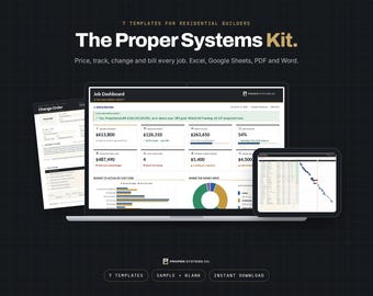 Vorlagenpaket für Bauunternehmen, geeignet für Bauunternehmer und Sanierer (Excel und Google Sheets)