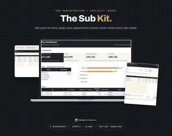 Subcontractor Invoice and Pay App Tracker, Lien Waiver and COI Log, Excel Google Sheets