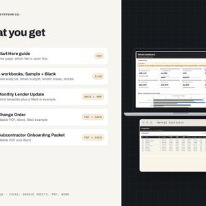 Kalkylbladspaket för husrenovering för fastighetsinvesterare, Excel och Google Sheets bild 2