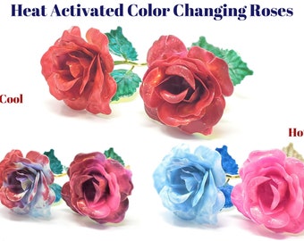 Gender Reveal Rose Magical Color Changing Red to Blue or Pink Heat Activated (One Rose)